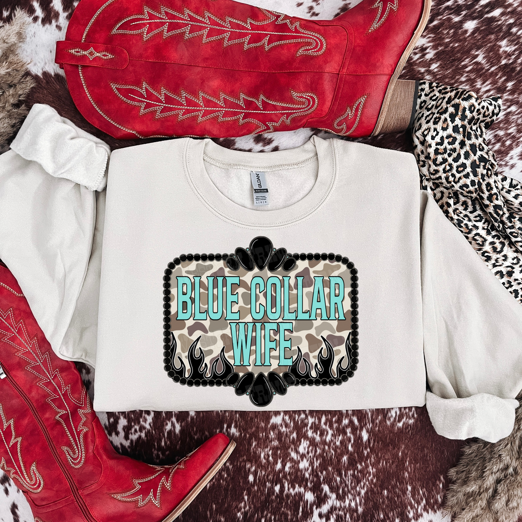 Blue Collar Wife Duck Camo Graphic T-Shirt | Crewneck