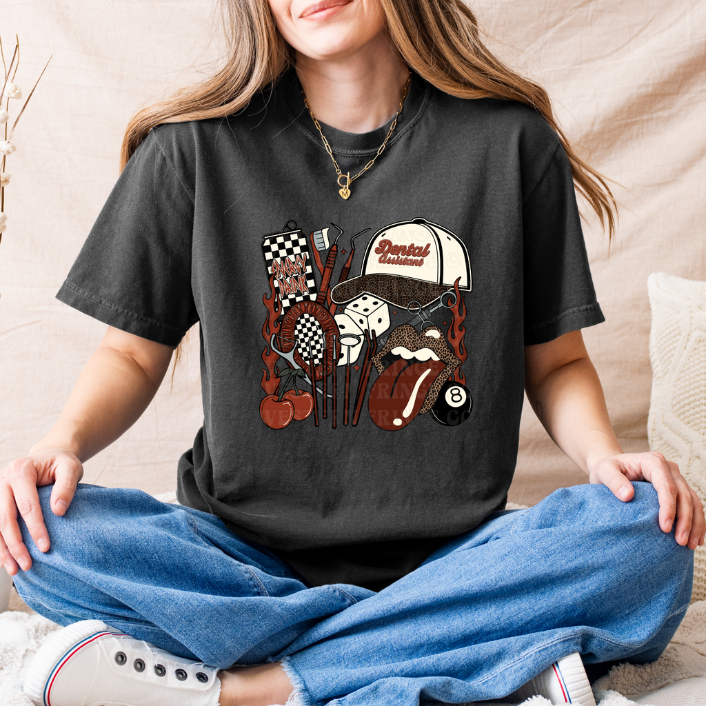 Dental Assistant T-Shirt Graphic | Crewneck | Rustic Orange Version