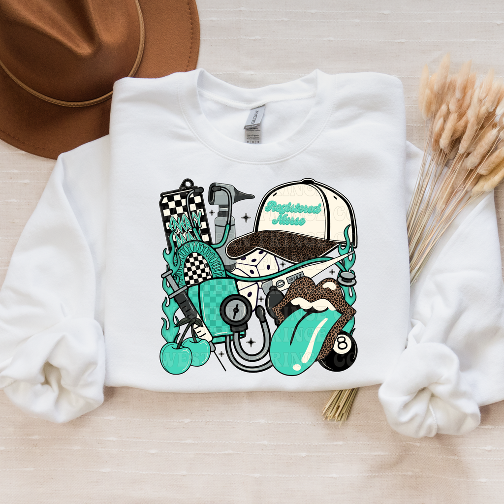 Registered Nurse T-Shirt Graphic | Registered Nurse Crewneck | Turquoise Version