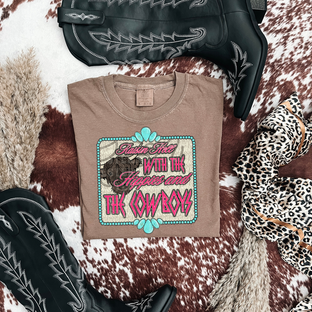 Raisin' Hell With The Hippies And The Cowboys Graphic T-Shirt | Crewneck