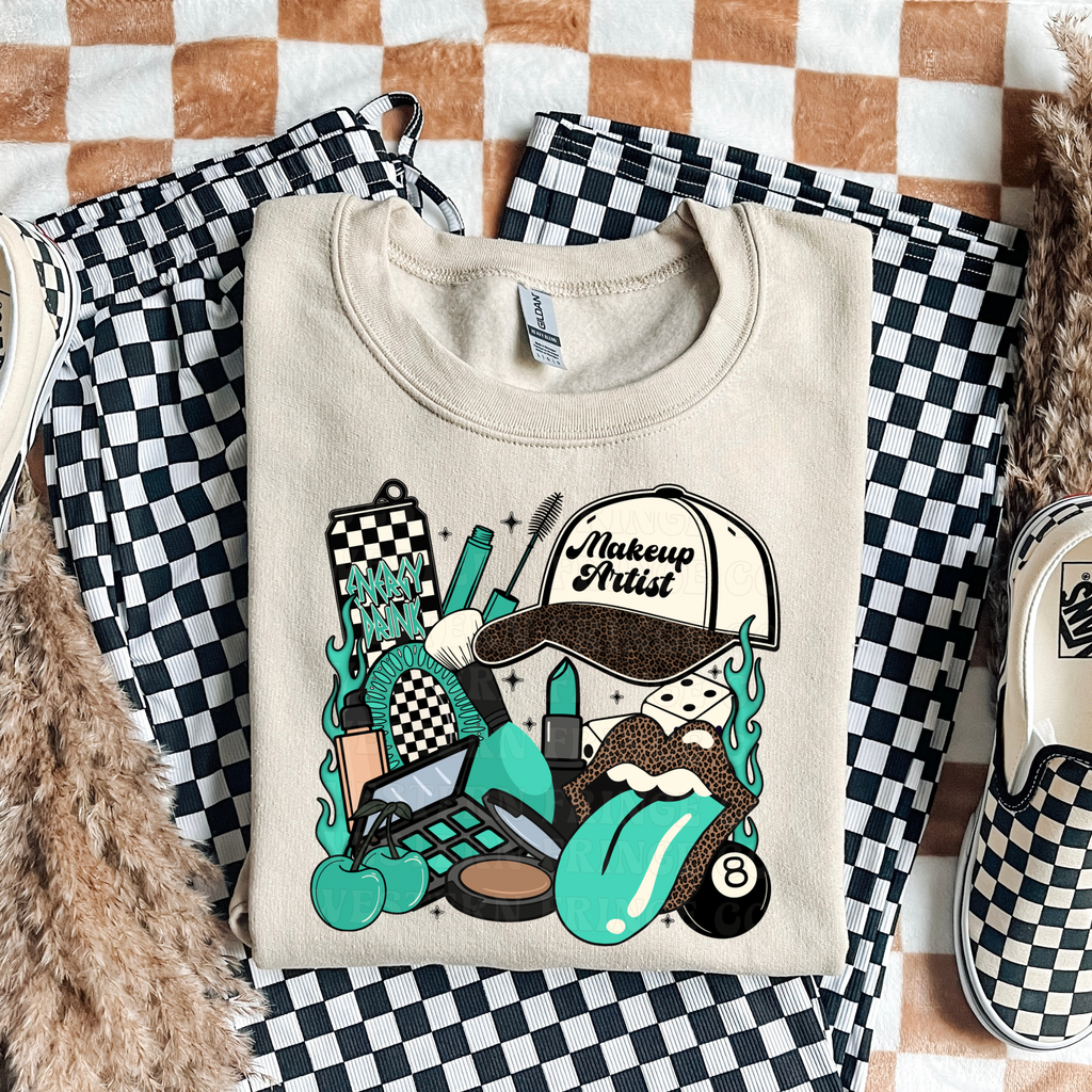 Makeup Artist T-Shirt Graphic | Crewneck | Turquoise Version
