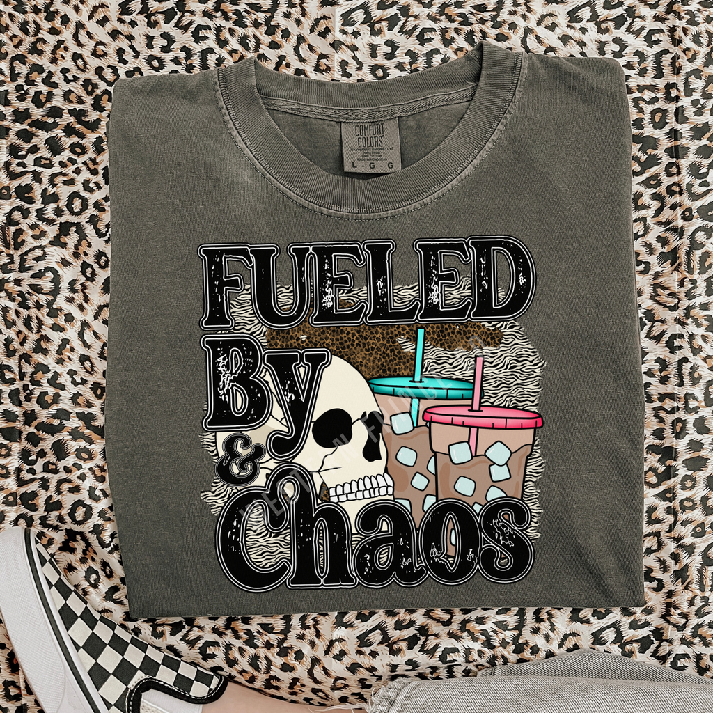 Fueled By Iced Coffee & Chaos T-Shirt Graphic | Crewneck |