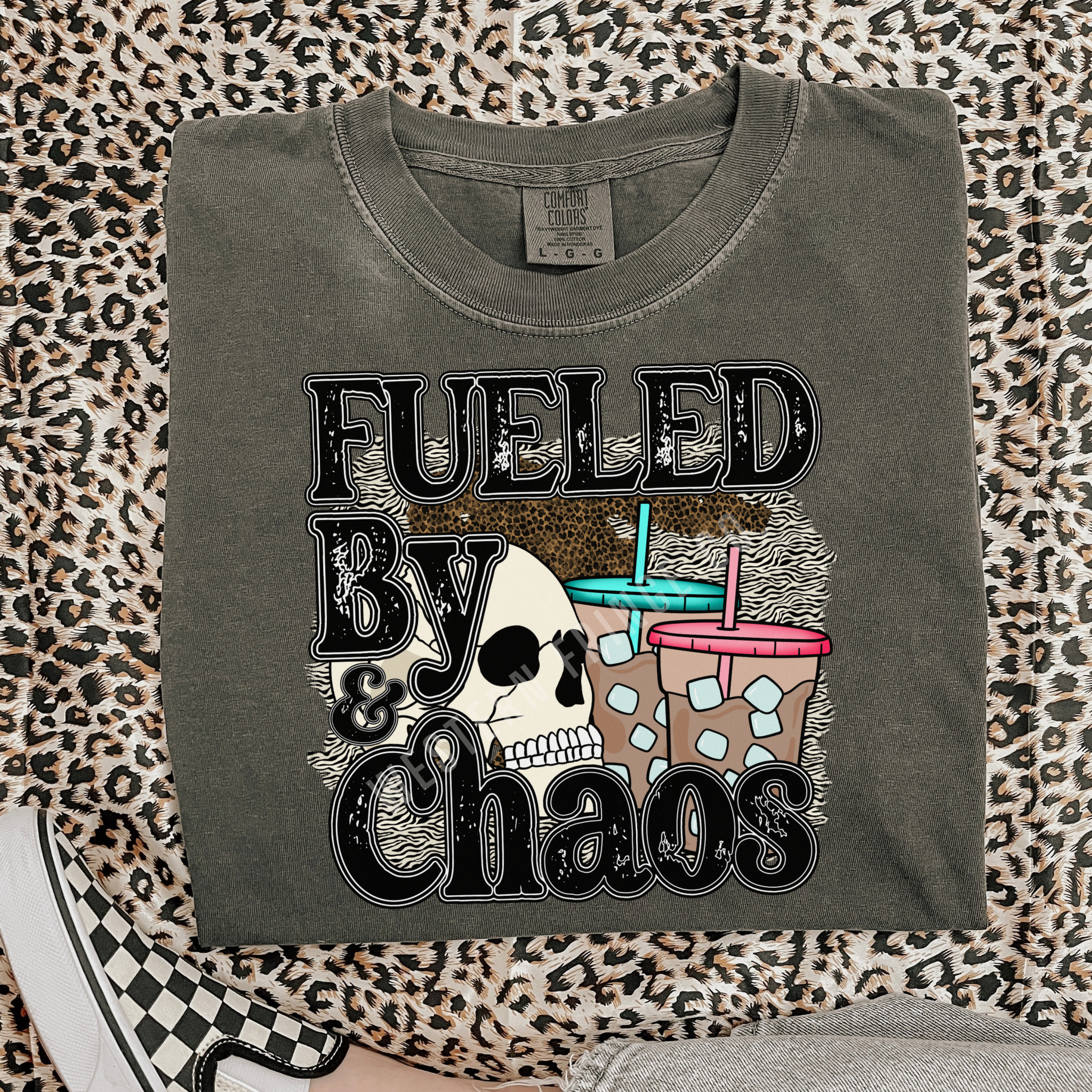 Fueled By Iced Coffee & Chaos T-Shirt Graphic | Crewneck |