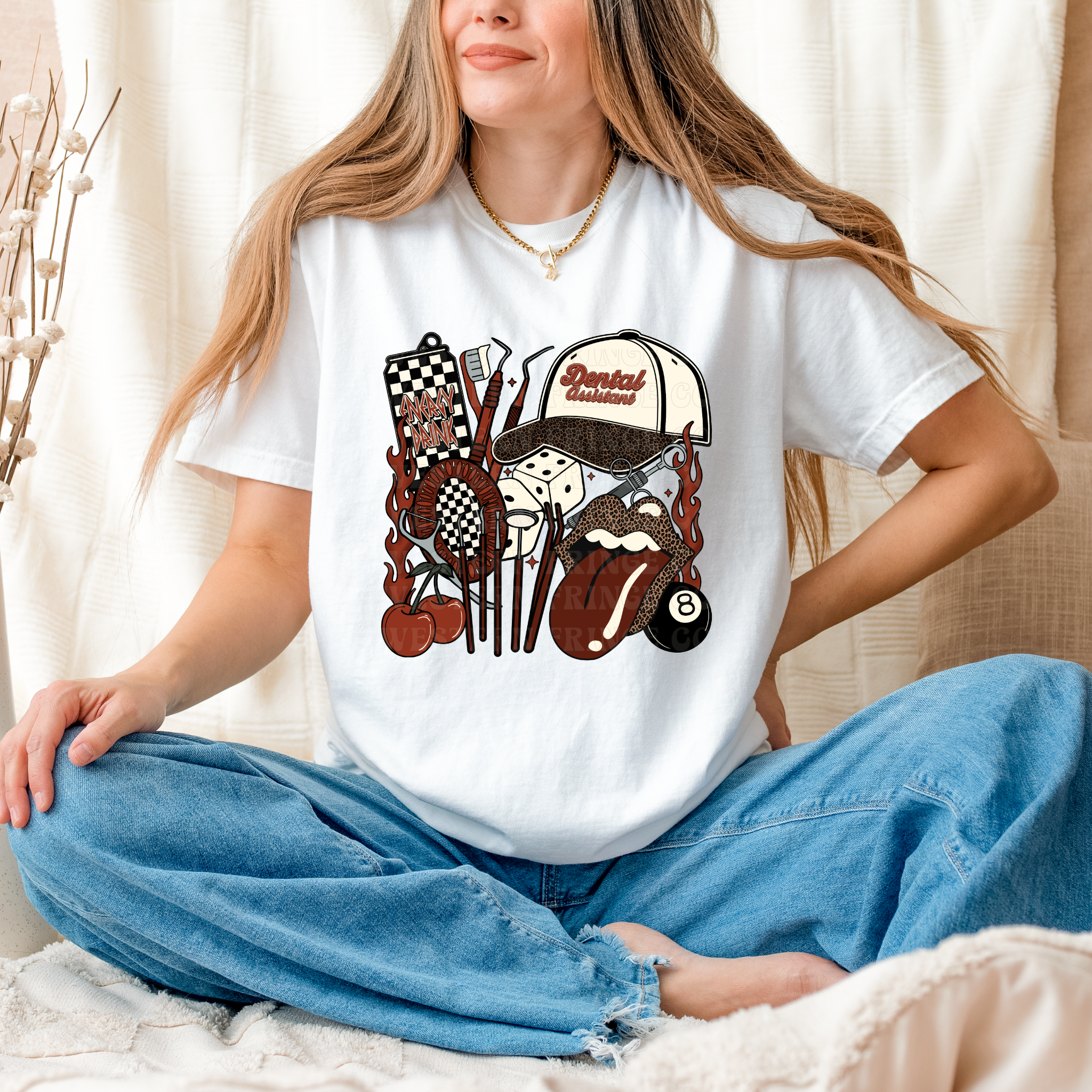 Dental Assistant T-Shirt Graphic | Crewneck | Rustic Orange Version