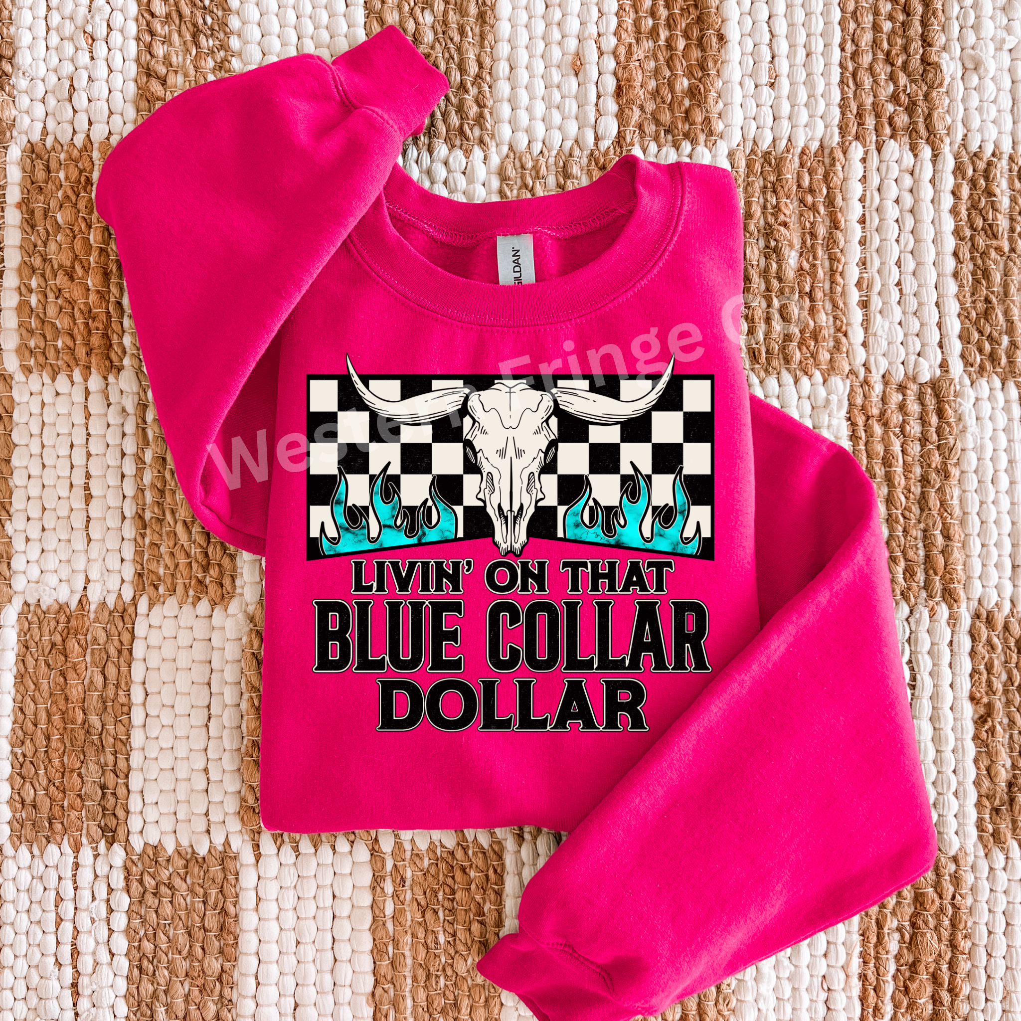 Livin’ On That Blue Collar Dollar Graphic T-Shirt | Crewneck