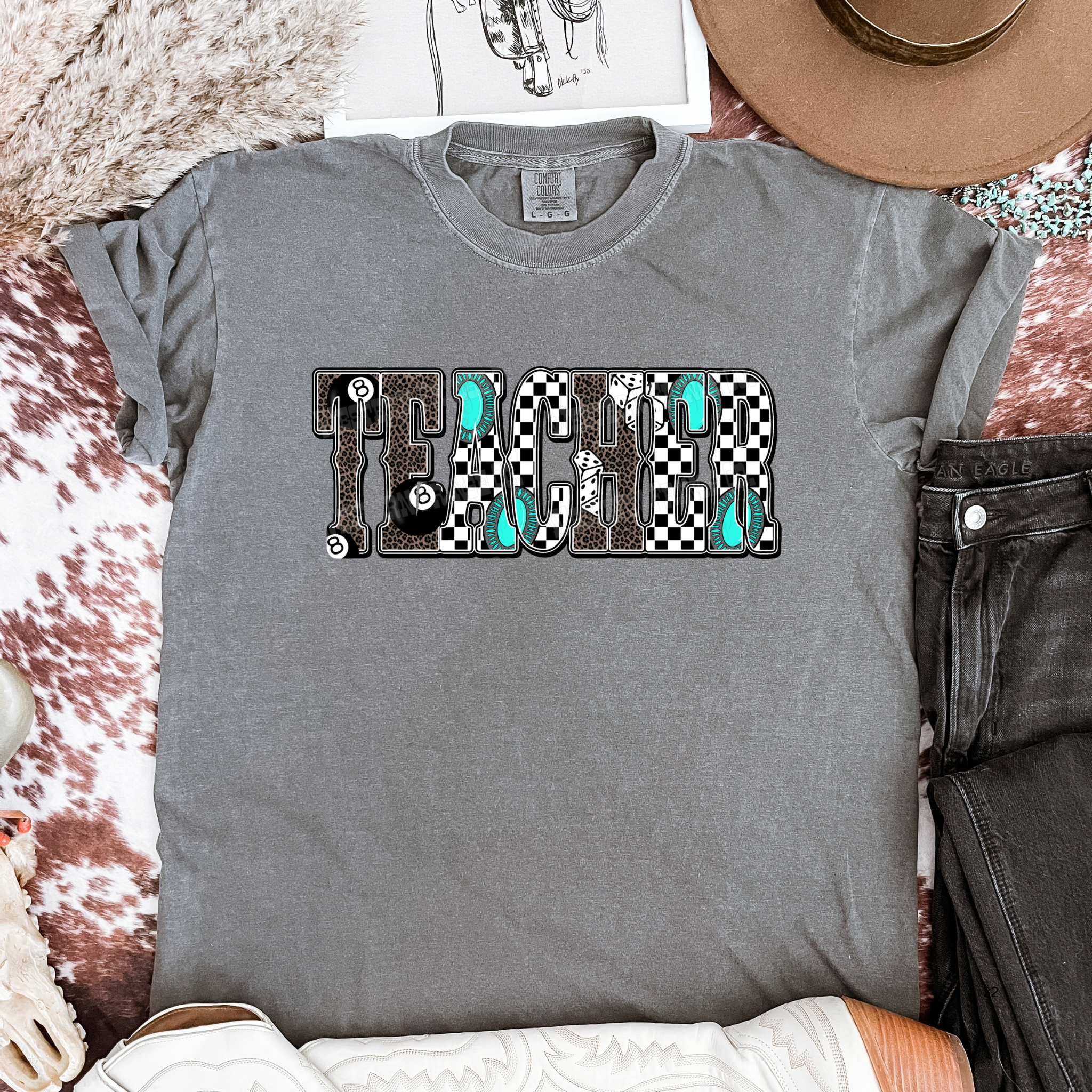 Western Teacher Graphic T-Shirt | Crewneck