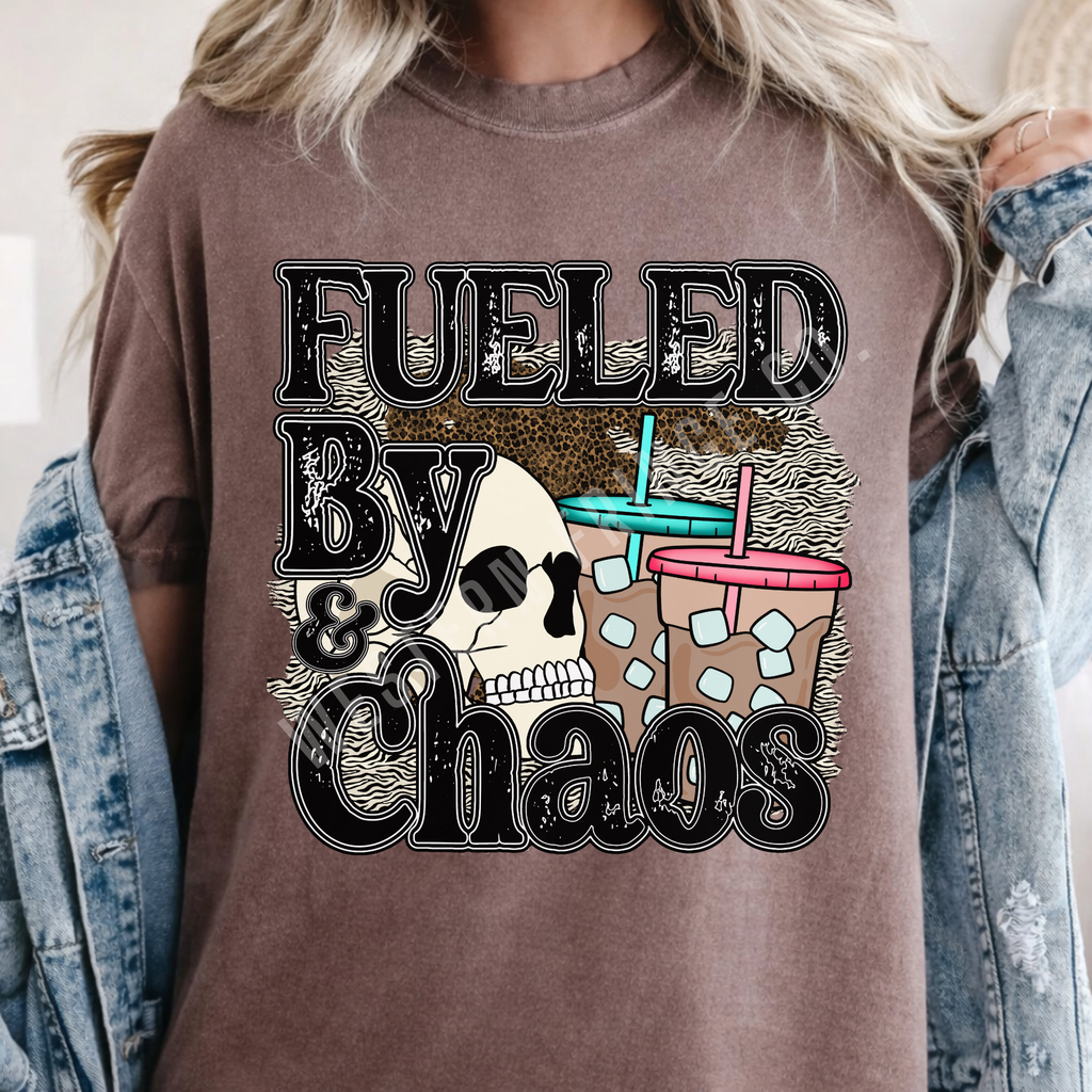 Fueled By Iced Coffee & Chaos T-Shirt Graphic | Crewneck |