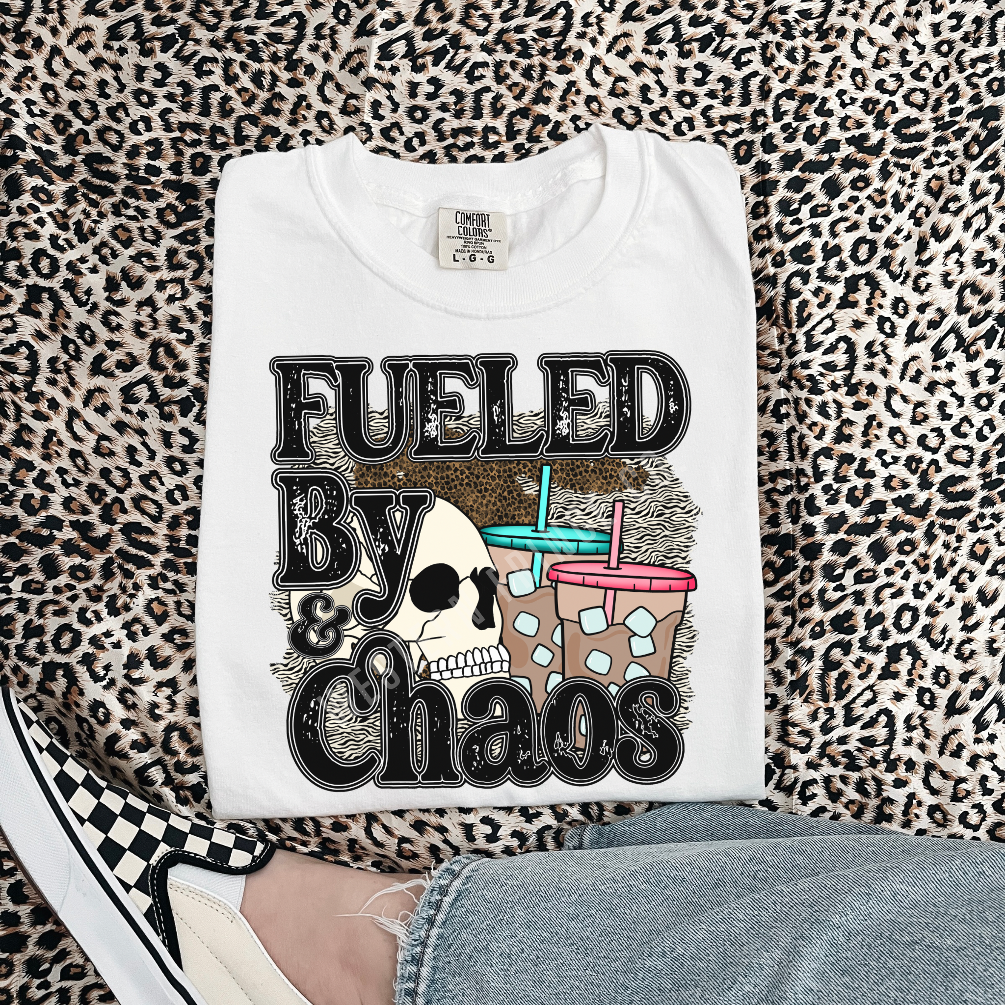 Fueled By Iced Coffee & Chaos T-Shirt Graphic | Crewneck |