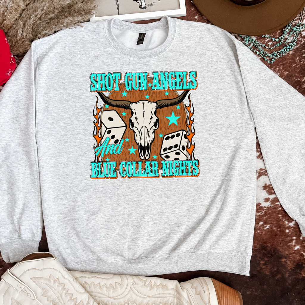 Shot Gun Angels And Blue Collar Nights T-Shirt Graphic | Crewneck