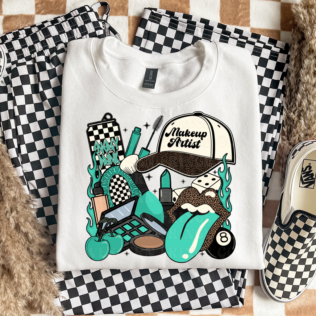 Makeup Artist T-Shirt Graphic | Crewneck | Turquoise Version
