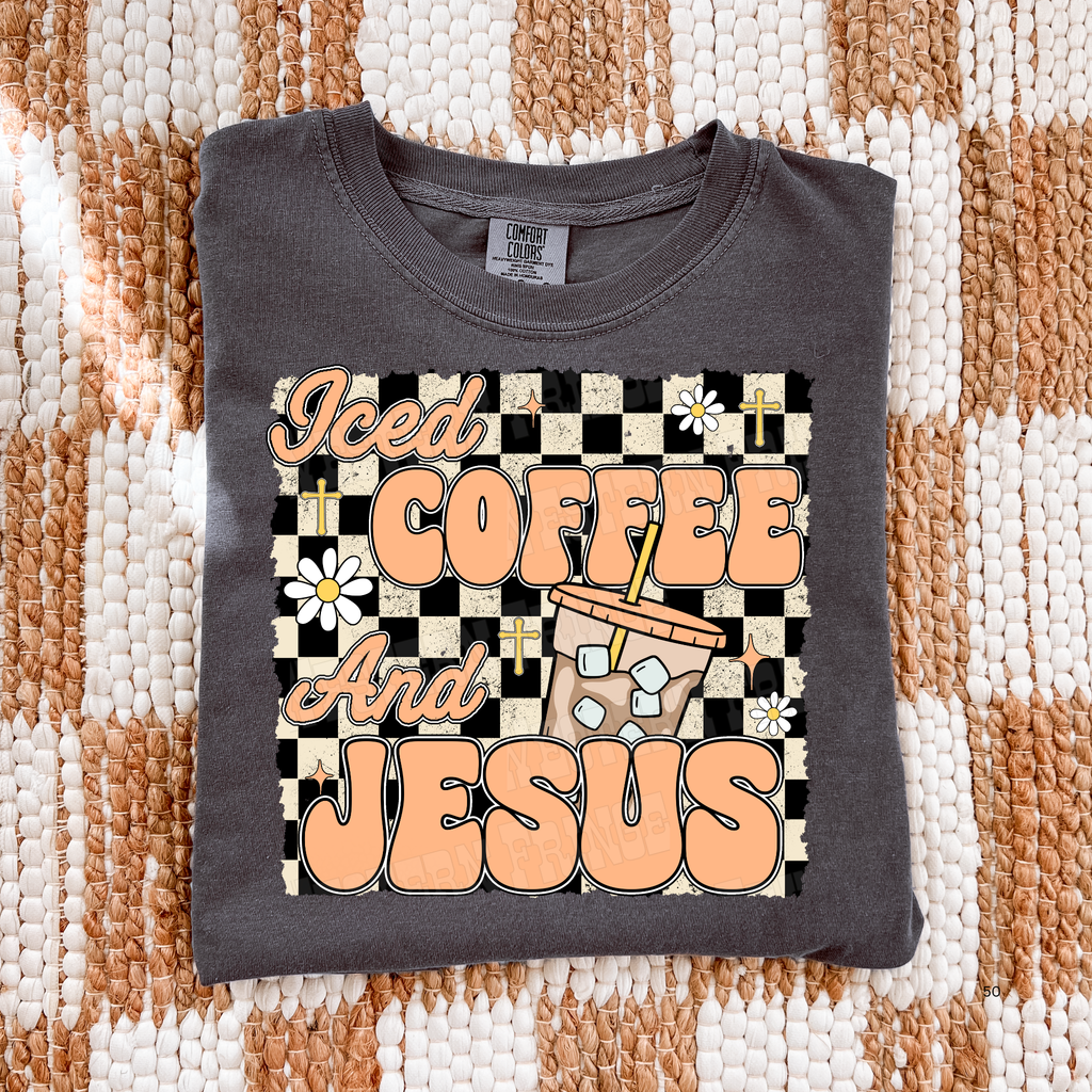 Iced Coffee And Jesus Graphic T-Shirt | Crewneck