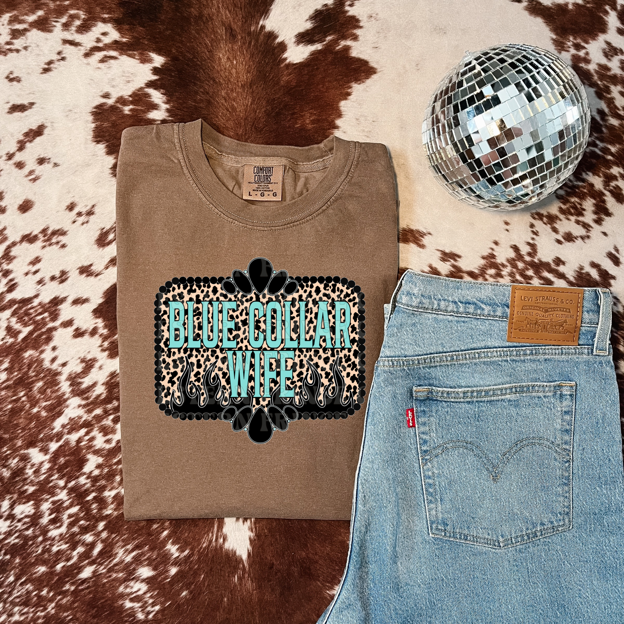 Blue Collar Wife Leopard Graphic T-Shirt | Crewneck