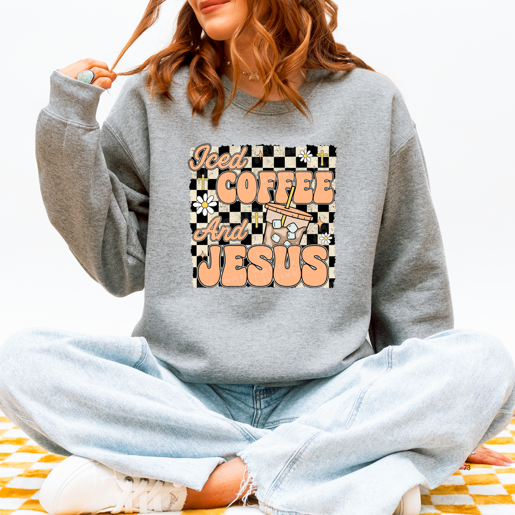 Iced Coffee And Jesus Graphic T-Shirt | Crewneck