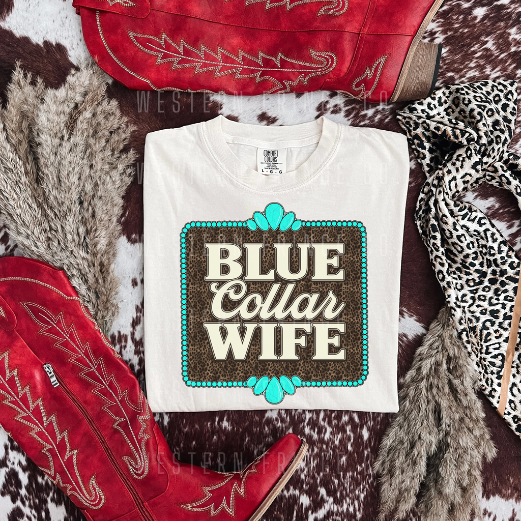 Blue Collar Wife Graphic T-Shirt | Crewneck | Leopard Print