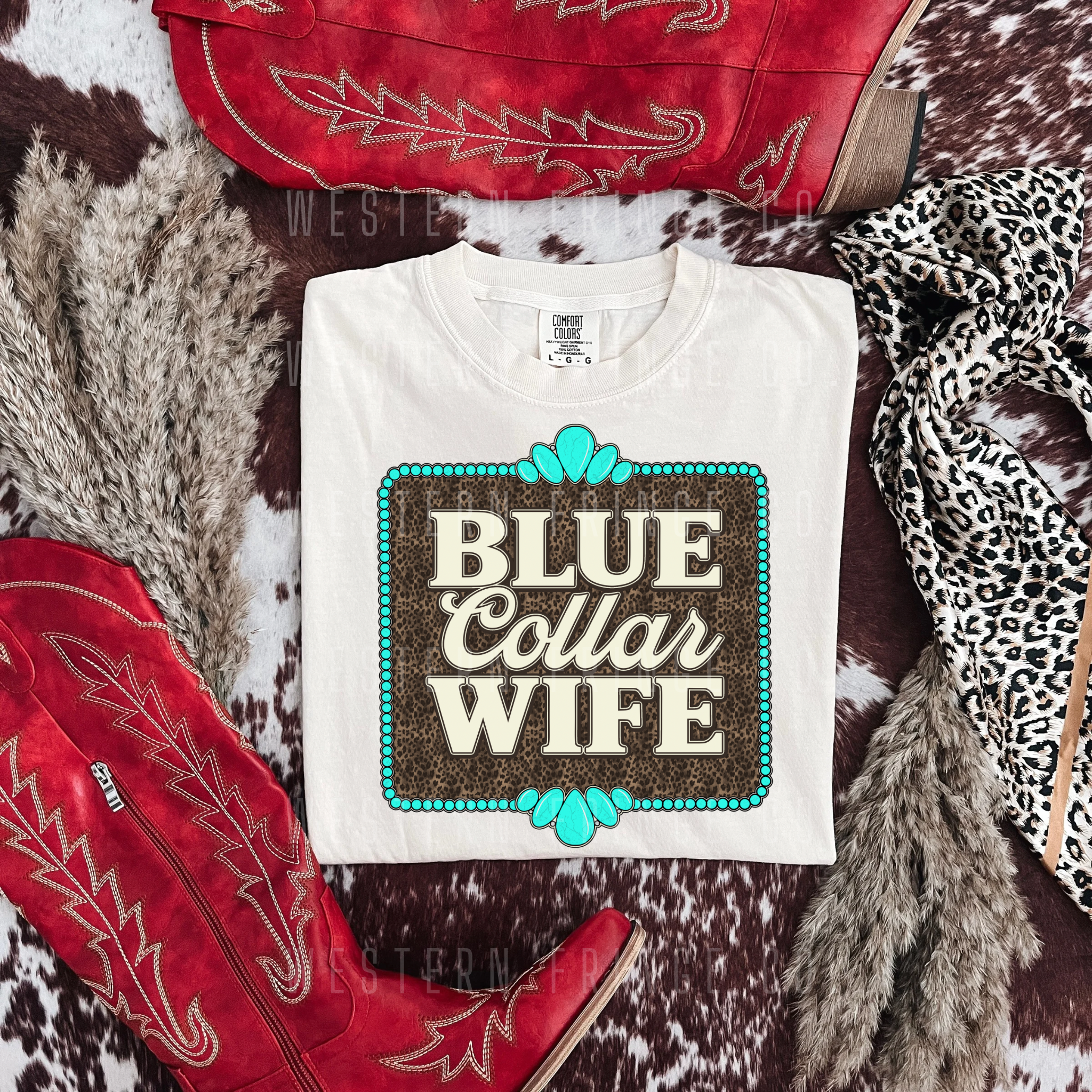 Blue Collar Wife Graphic T-Shirt | Crewneck | Leopard Print