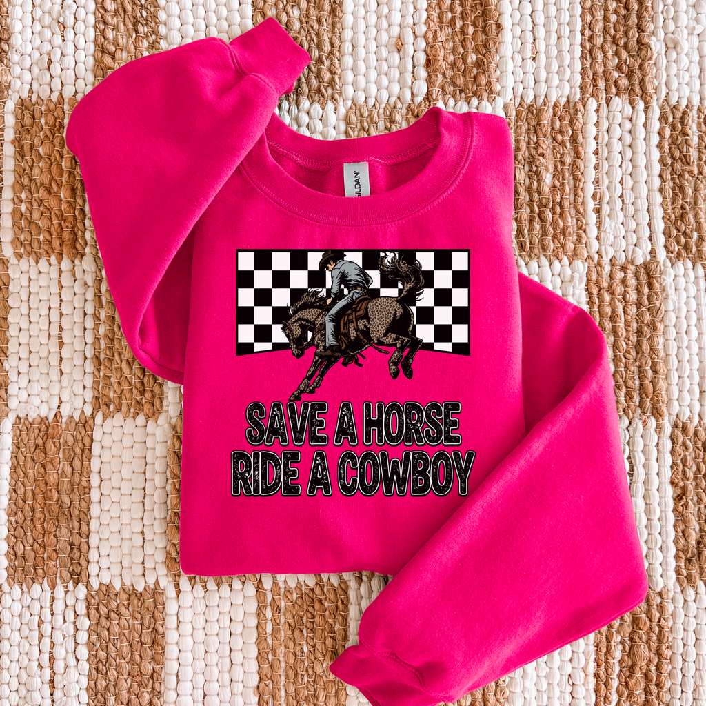 Save A Horse Ride A Cowboy Graphic T-Shirt | Crewneck