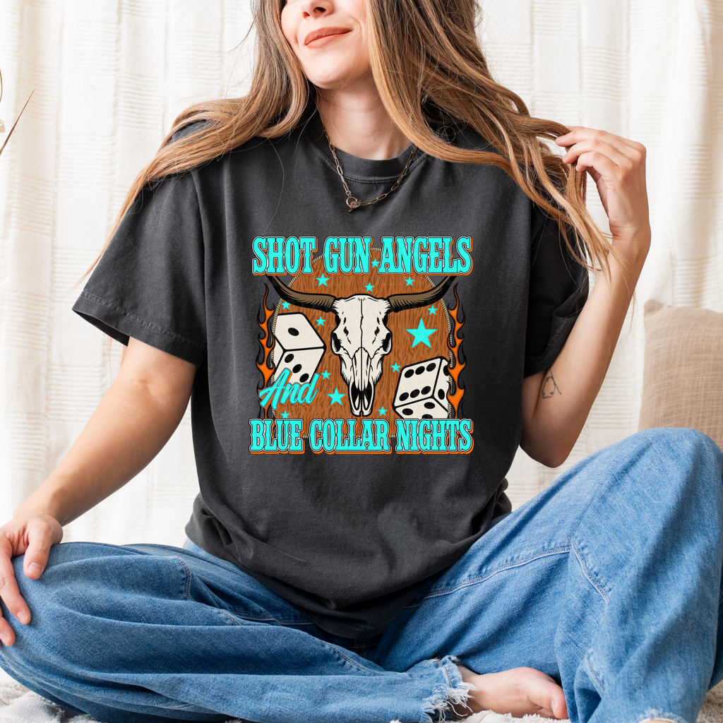 Shot Gun Angels And Blue Collar Nights T-Shirt Graphic | Crewneck