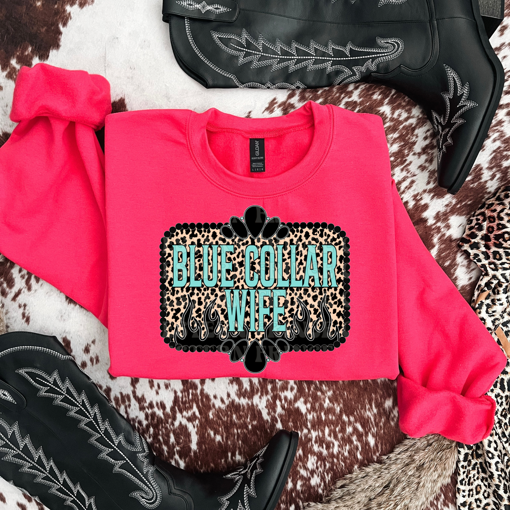 Blue Collar Wife Leopard Graphic T-Shirt | Crewneck