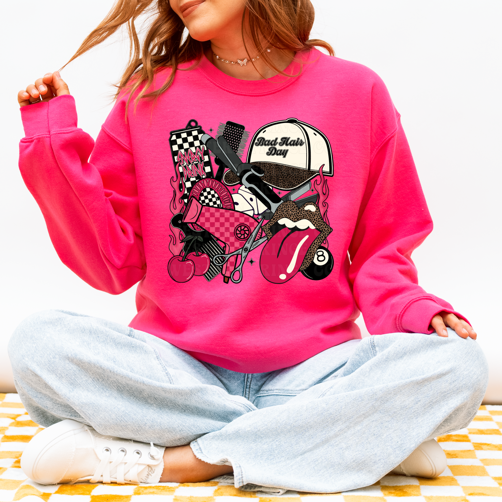 Hot Pink Hairstylist Graphic T-Shirt | Crewneck