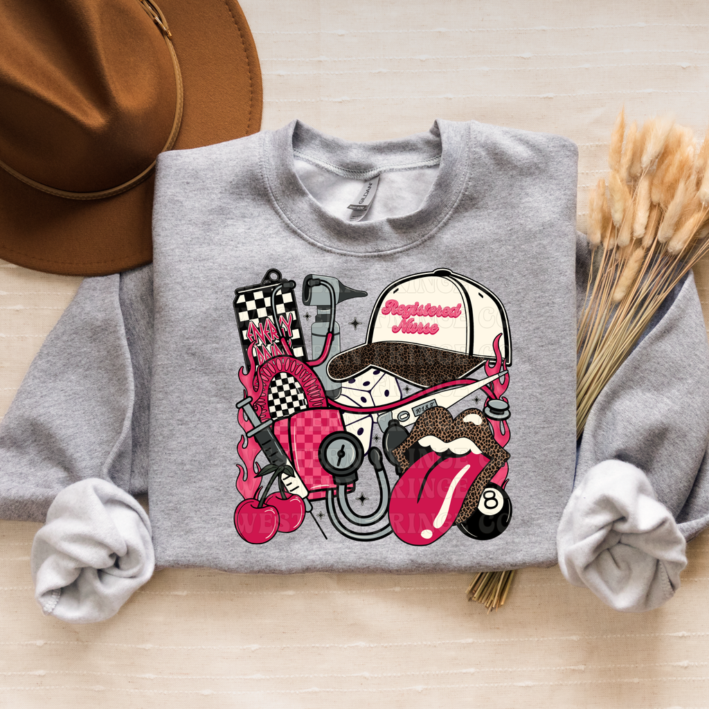 Registered Nurse T-Shirt Graphic | Registered Nurse Crewneck | Pink Version