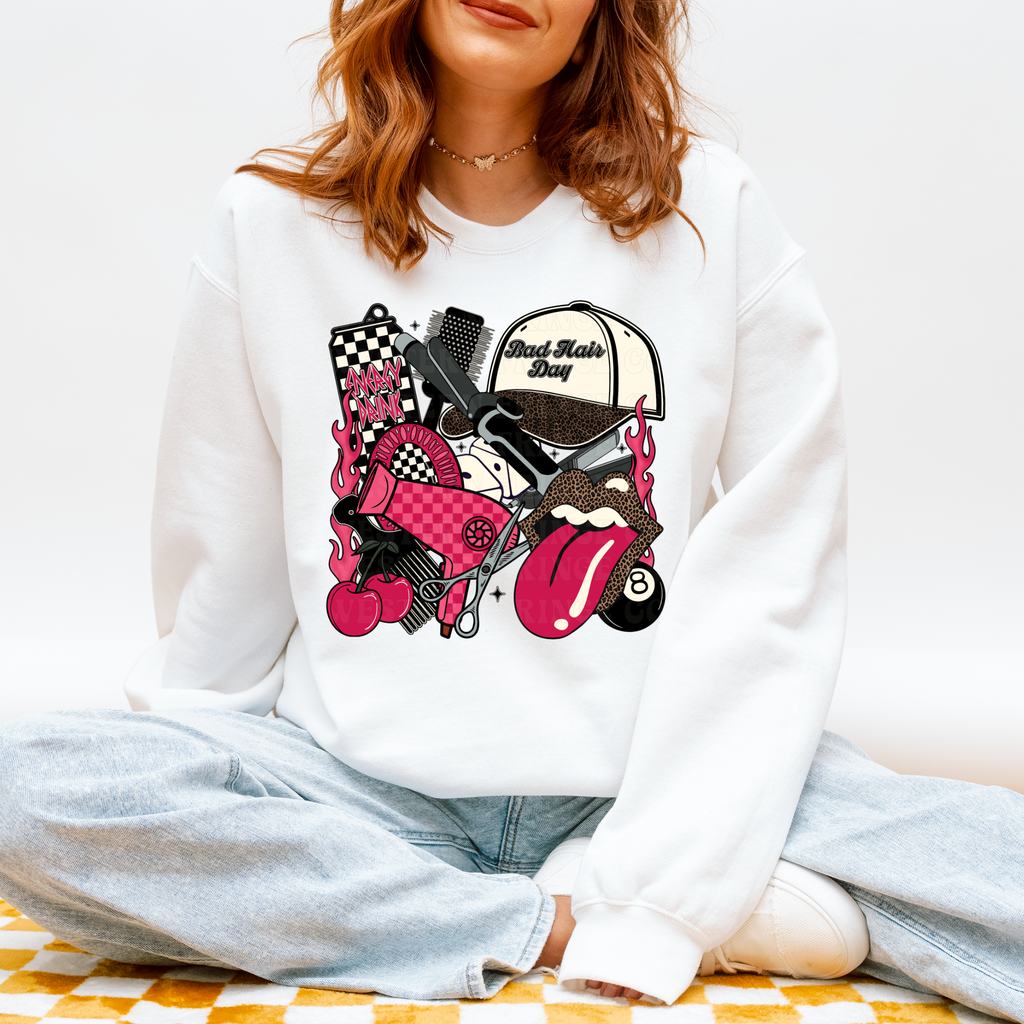 Hot Pink Hairstylist Graphic T-Shirt | Crewneck