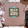 Blue Collar Wife Graphic T-Shirt | Crewneck | Checkered Print