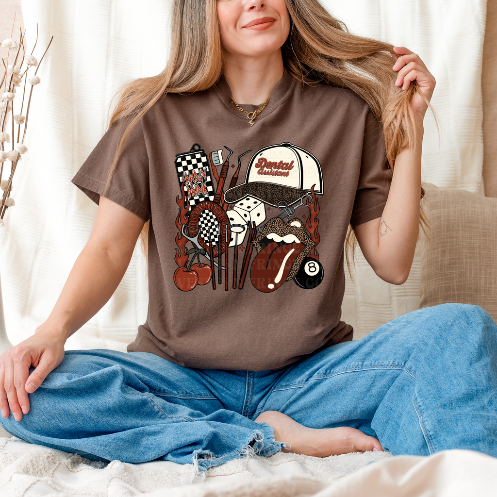 Dental Assistant T-Shirt Graphic | Crewneck | Rustic Orange Version