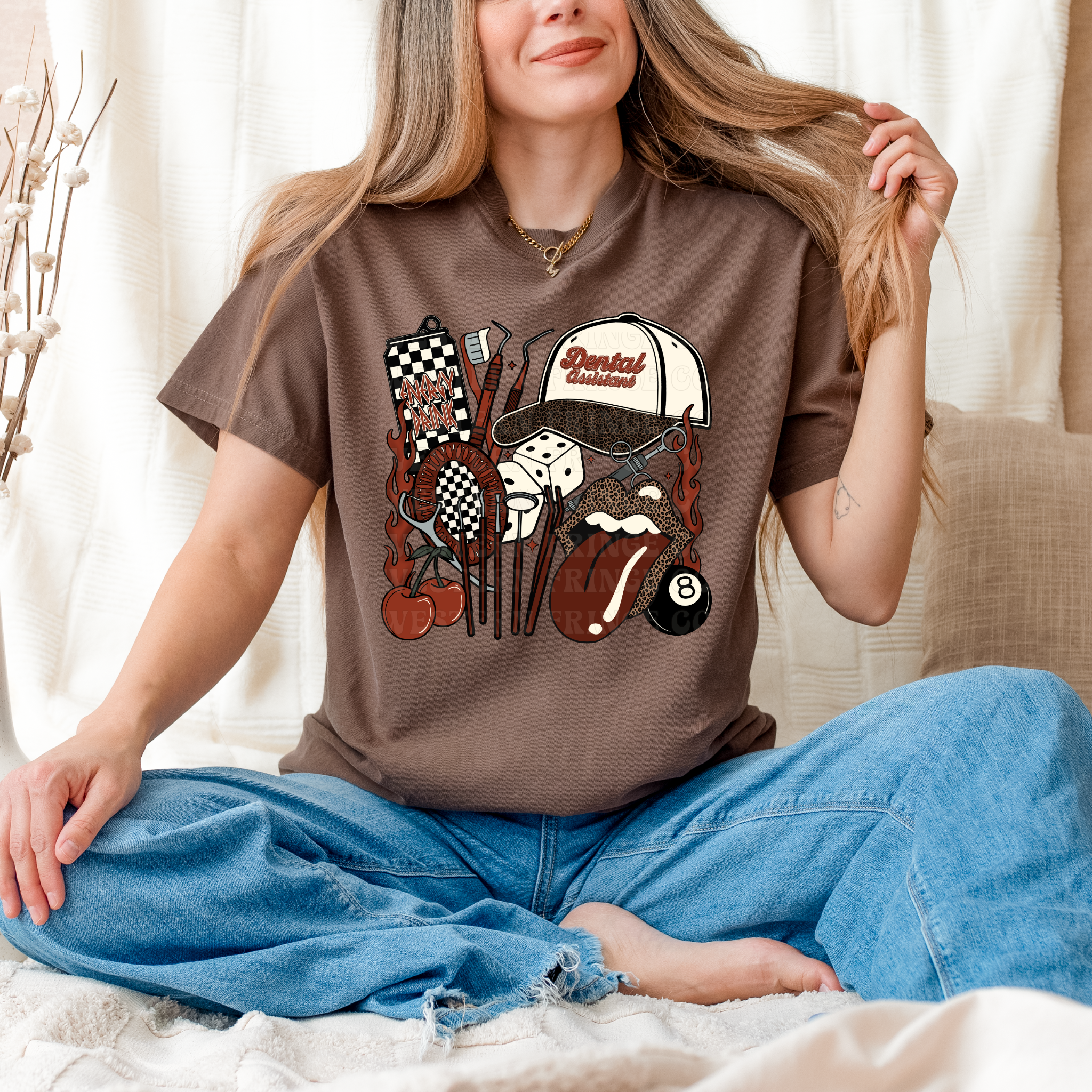 Dental Assistant T-Shirt Graphic | Crewneck | Rustic Orange Version