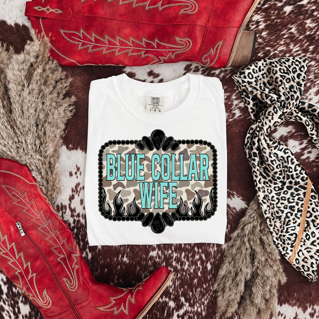 Blue Collar Wife Duck Camo Graphic T-Shirt | Crewneck