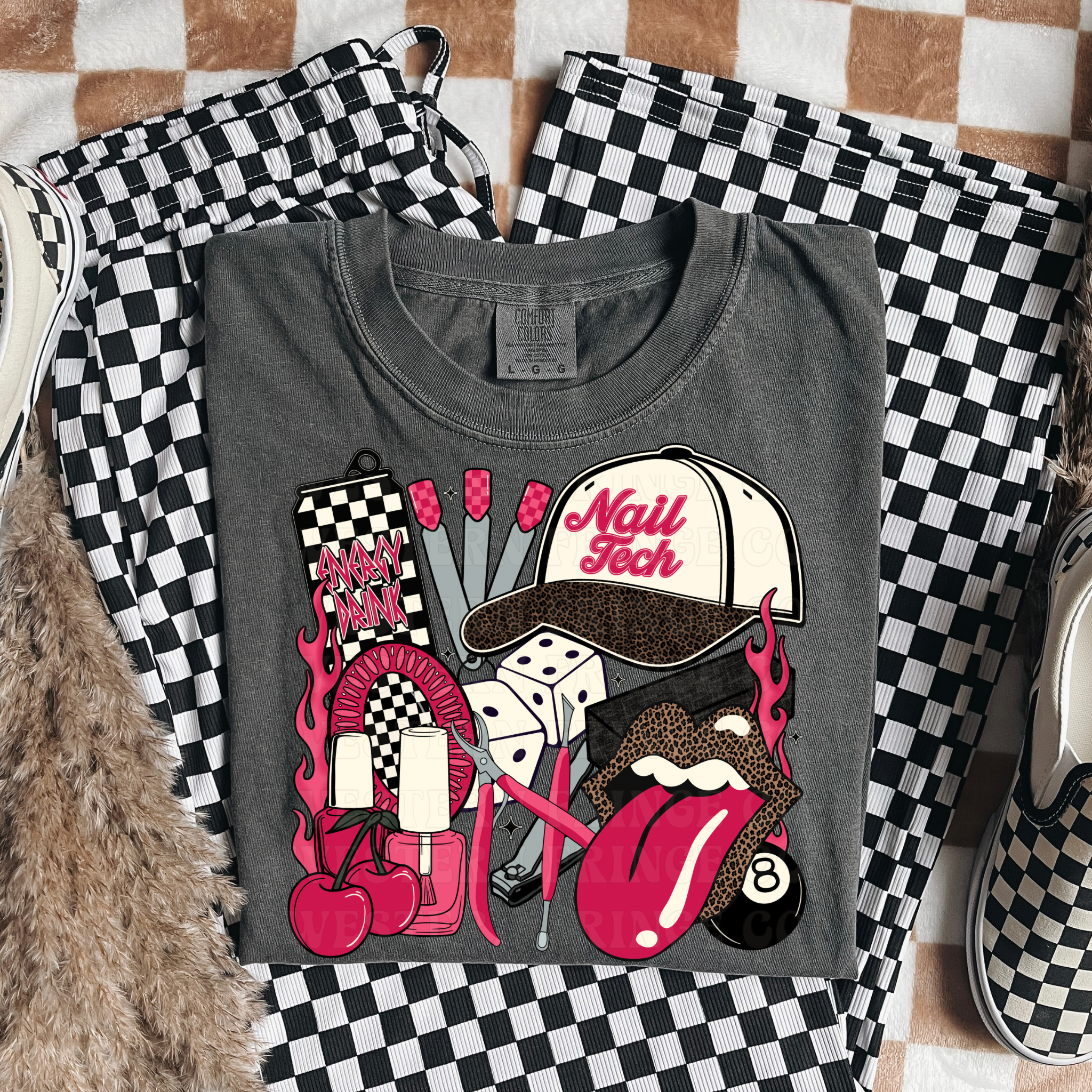 Nail Tech T-Shirt Graphic | Crewneck | Hot Pink Version