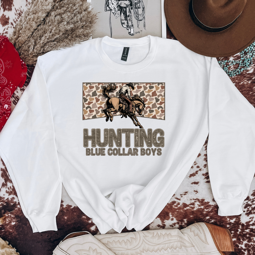 Hunting Blue Collar Boys Graphic T-Shirt | Crewneck