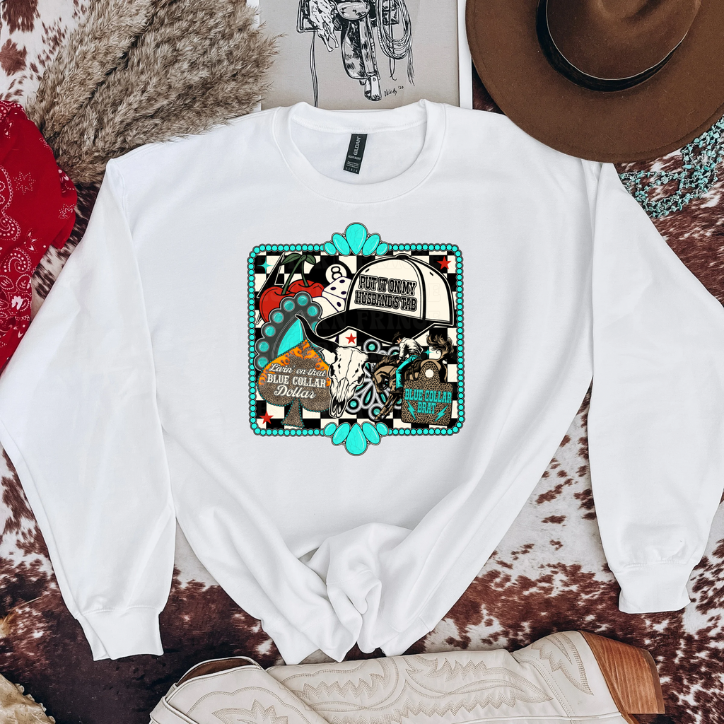 Framed Blue Collar Collage Graphic T-Shirt | Crewneck