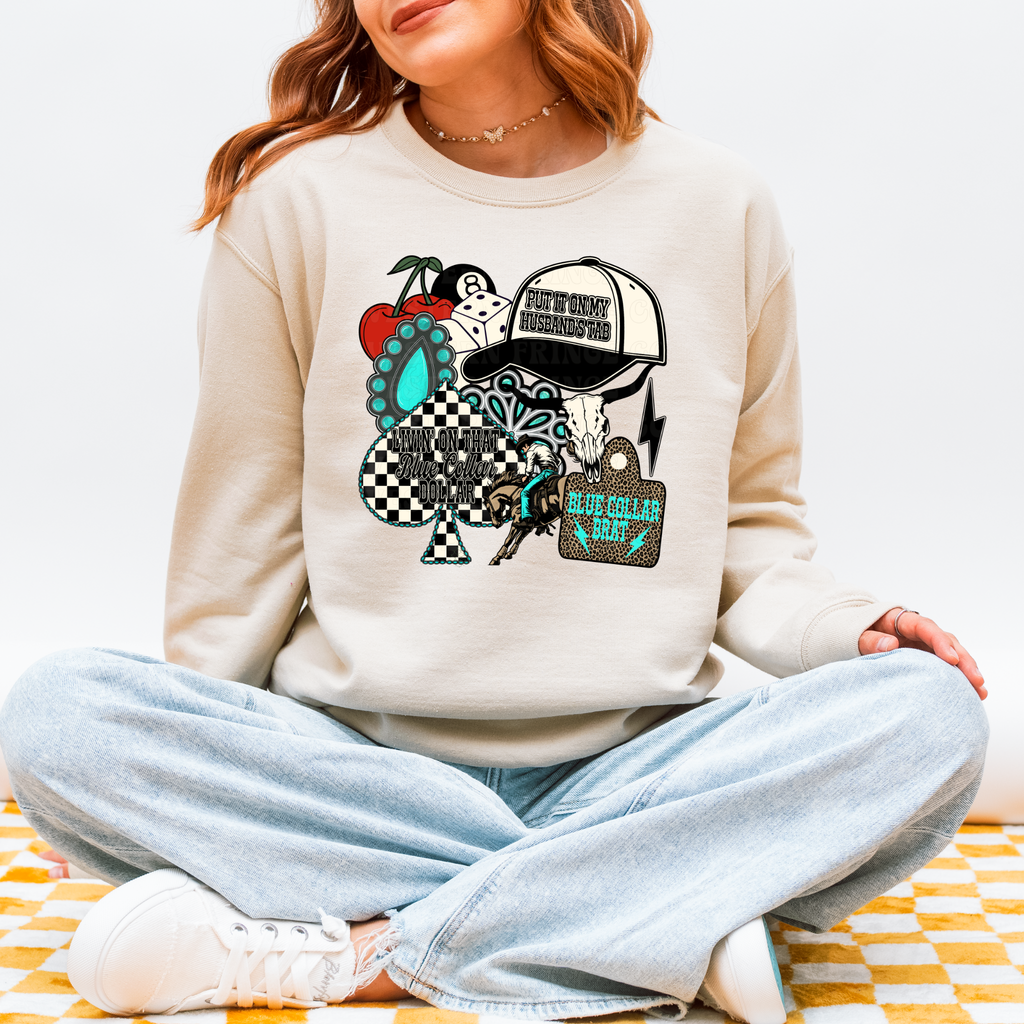 Blue Collar Collage Graphic T-Shirt | Crewneck