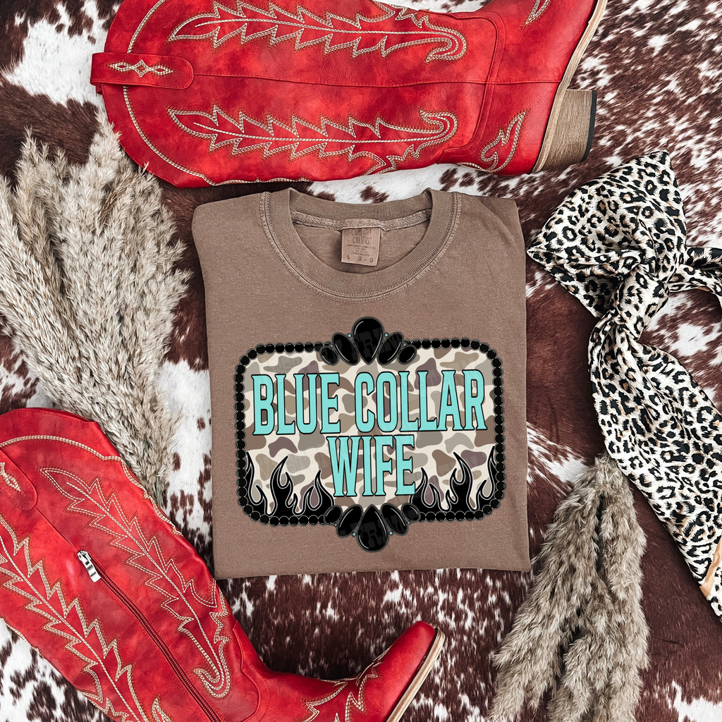 Blue Collar Wife Duck Camo Graphic T-Shirt | Crewneck