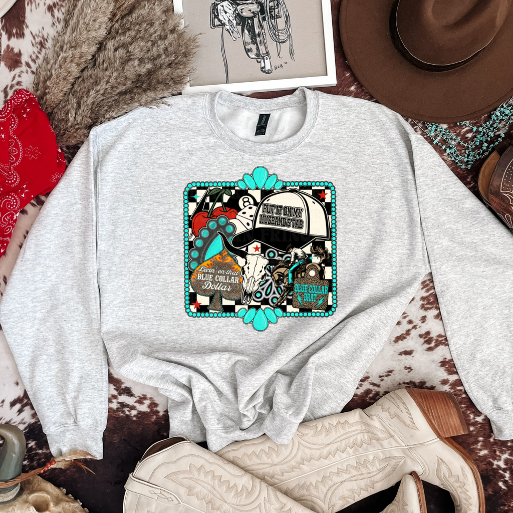 Framed Blue Collar Collage Graphic T-Shirt | Crewneck
