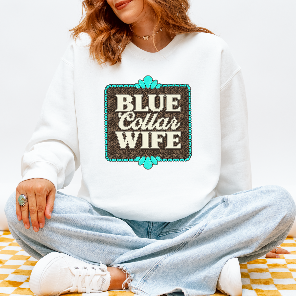 Blue Collar Wife Graphic T-Shirt | Crewneck | Leopard Print