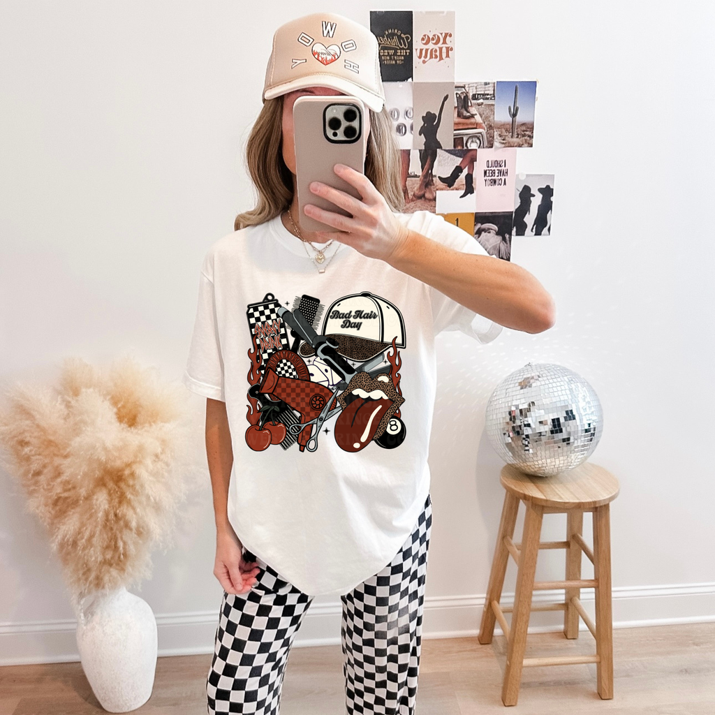 Rustic Orange Hairstylist Graphic T-Shirt | Crewneck