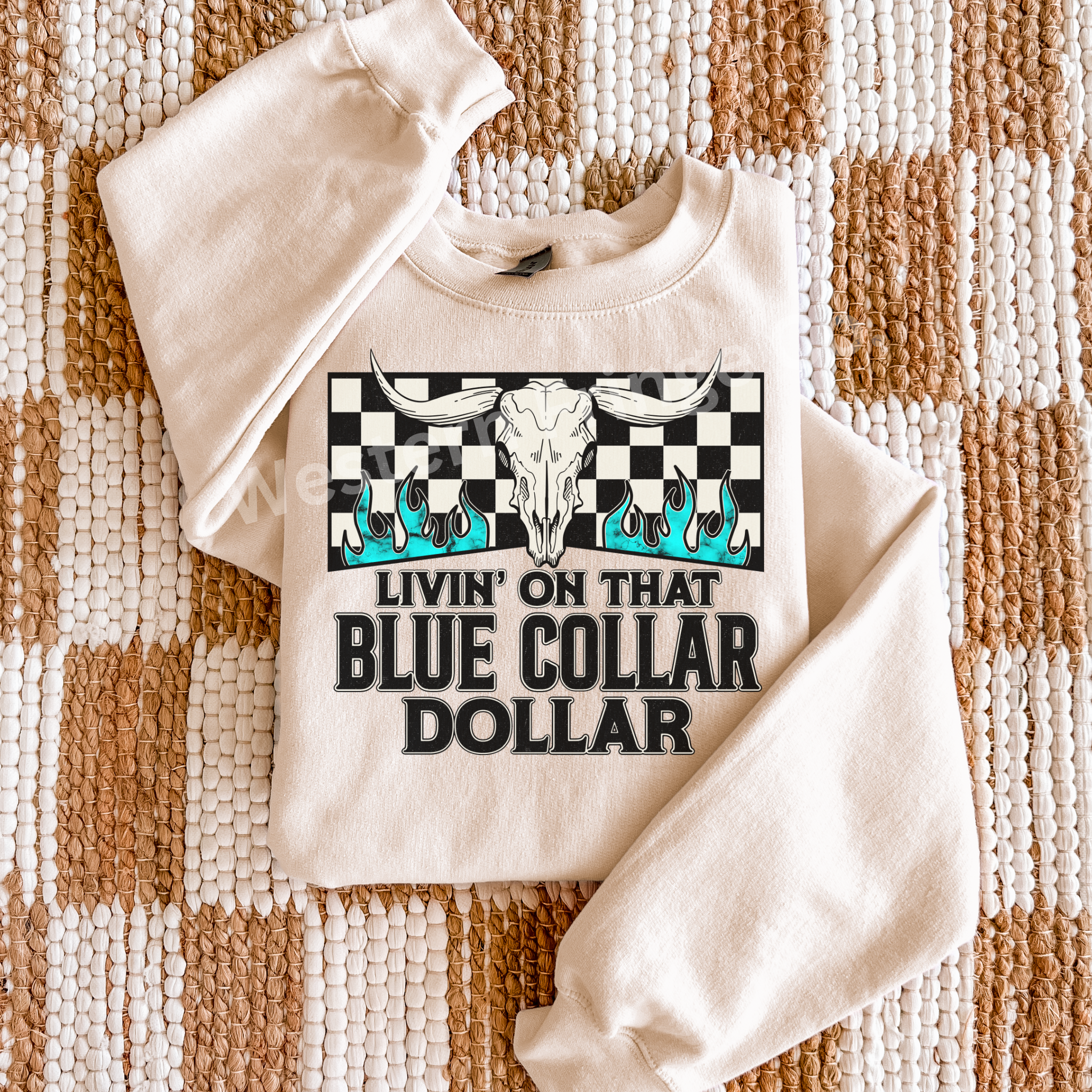 Livin’ On That Blue Collar Dollar Graphic T-Shirt | Crewneck