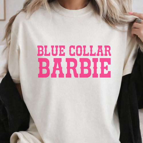Blue Collar Barbie T-Shirt Graphic | Crewneck | Pink Version