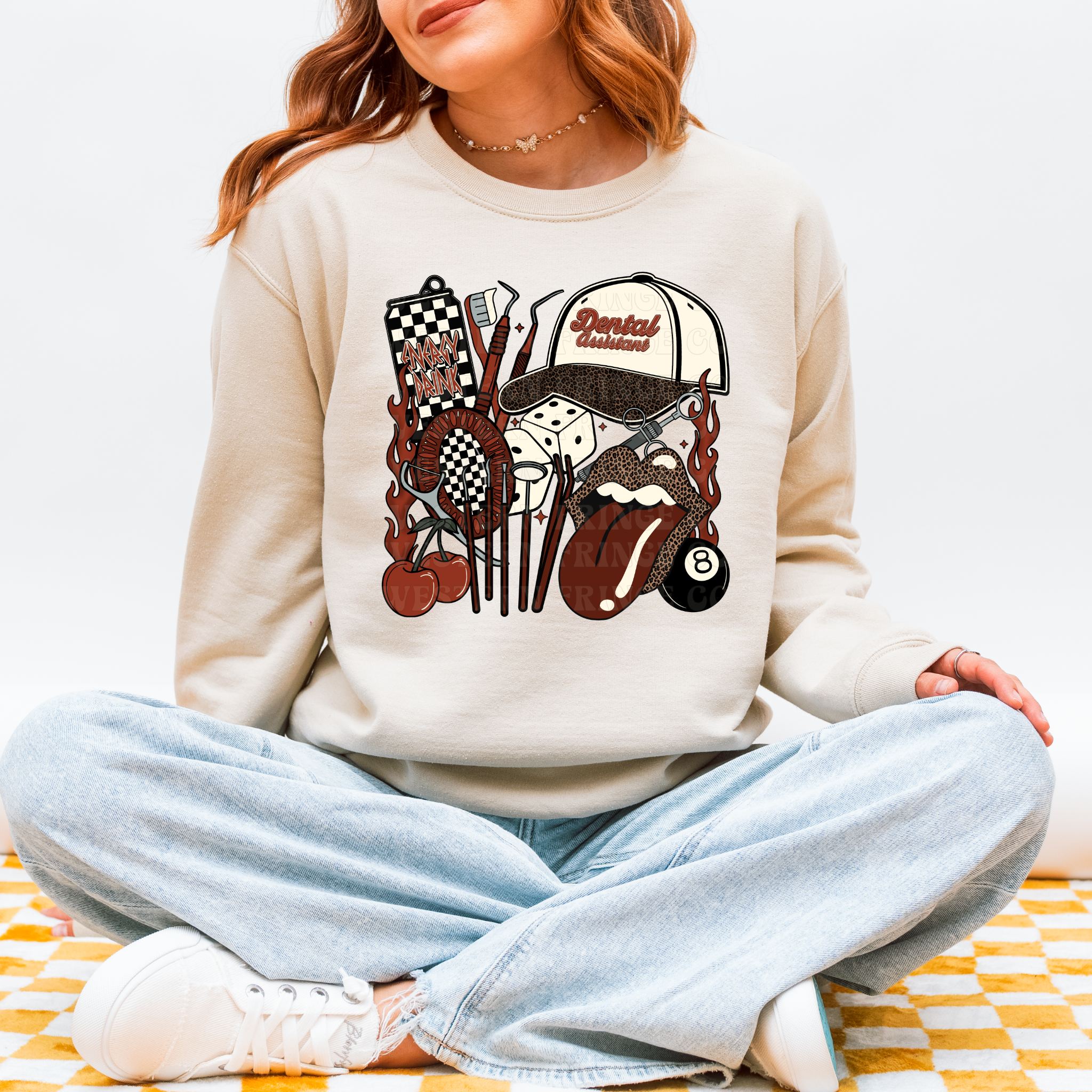 Dental Assistant T-Shirt Graphic | Crewneck | Rustic Orange Version