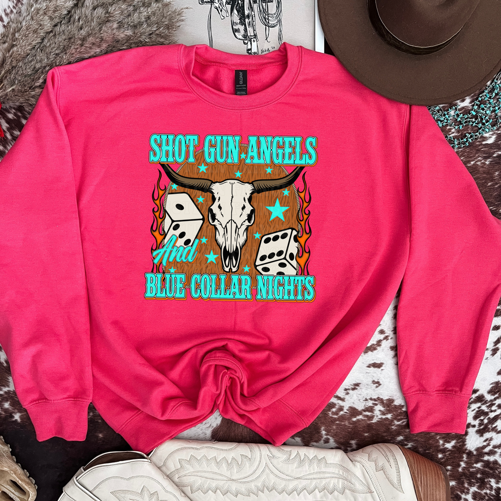 Shot Gun Angels And Blue Collar Nights T-Shirt Graphic | Crewneck