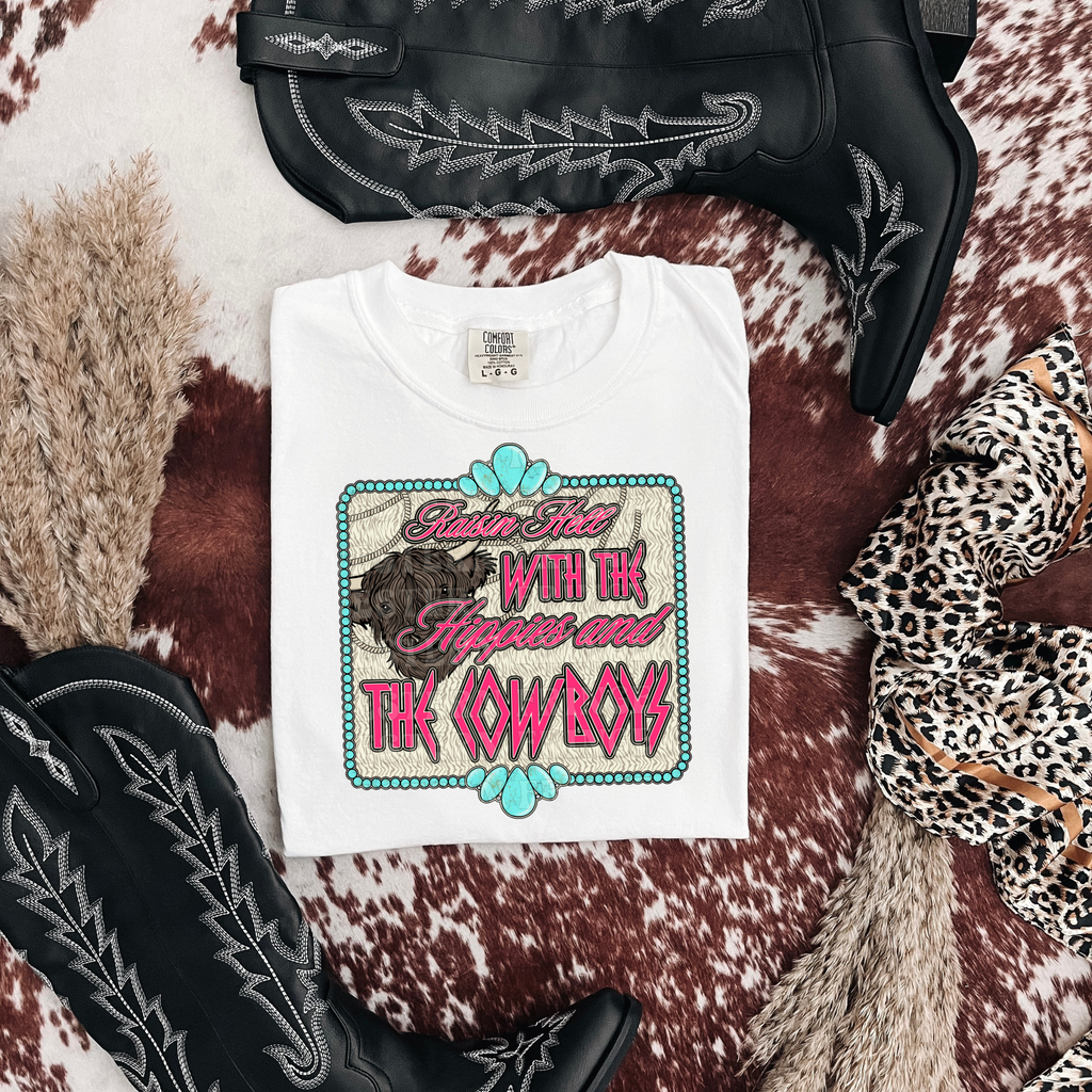 Raisin' Hell With The Hippies And The Cowboys Graphic T-Shirt | Crewneck