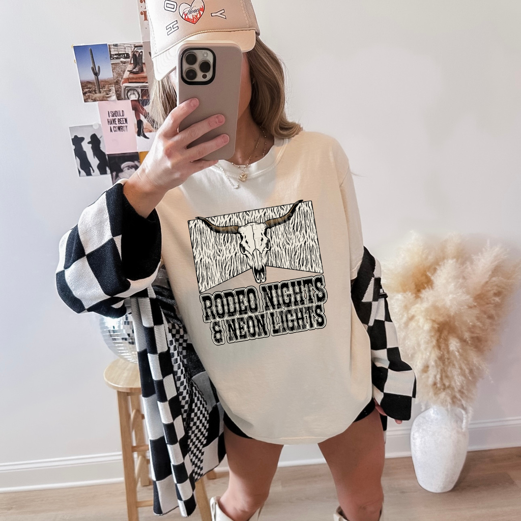 Rodeo Nights & Neon Lights Graphic T-Shirt | Crewneck | Country Concert Style
