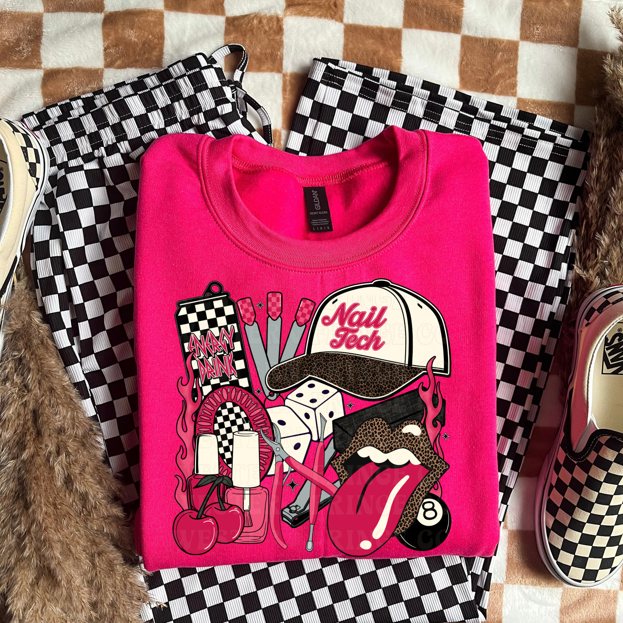 Nail Tech T-Shirt Graphic | Crewneck | Hot Pink Version