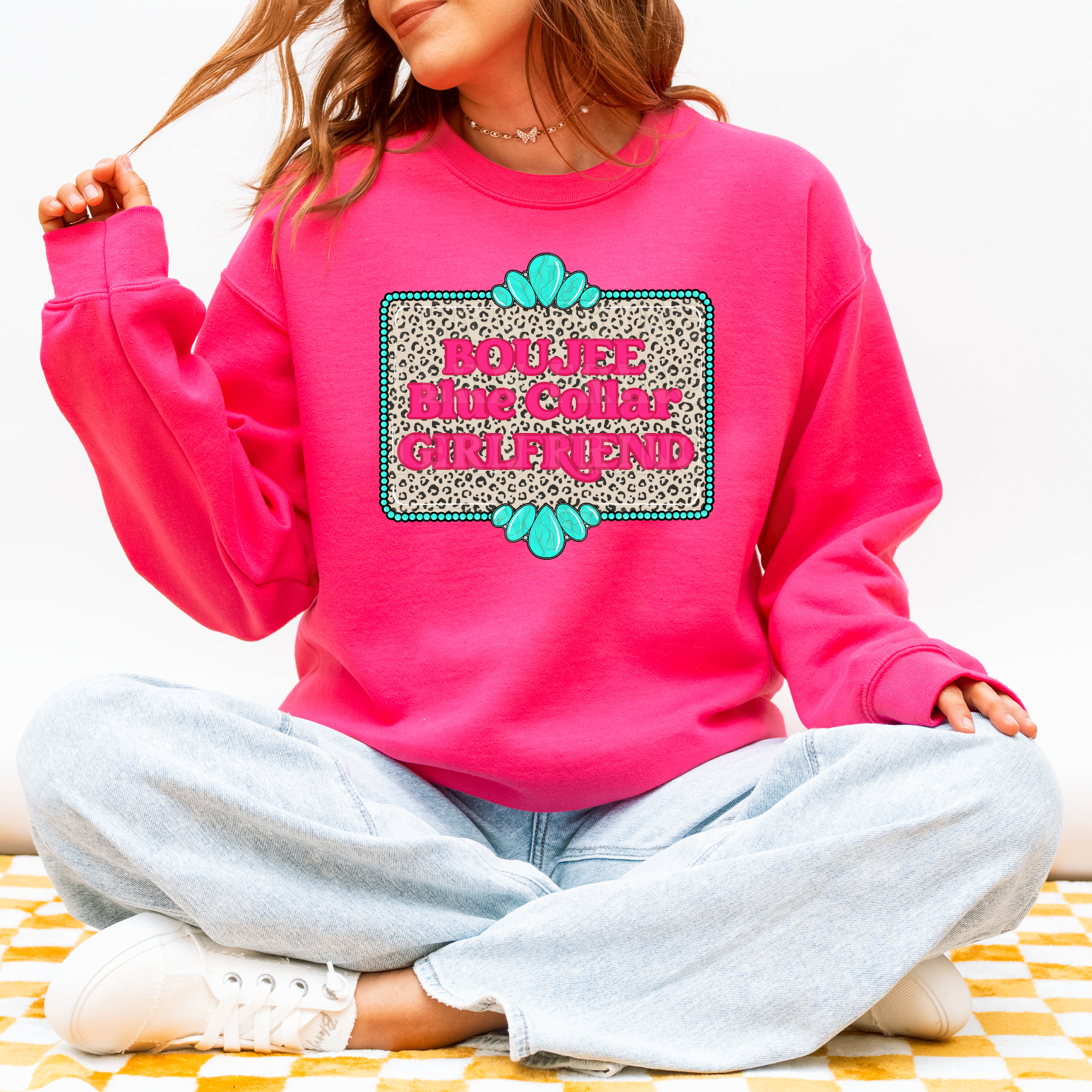 Boujee Blue Collar Girlfriend Graphic T-Shirt | Crewneck