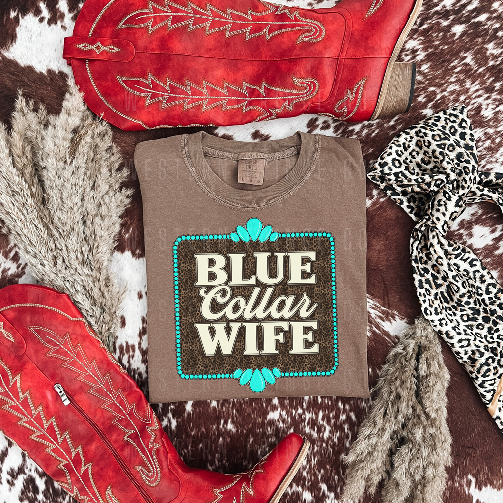 Blue Collar Wife Graphic T-Shirt | Crewneck | Leopard Print