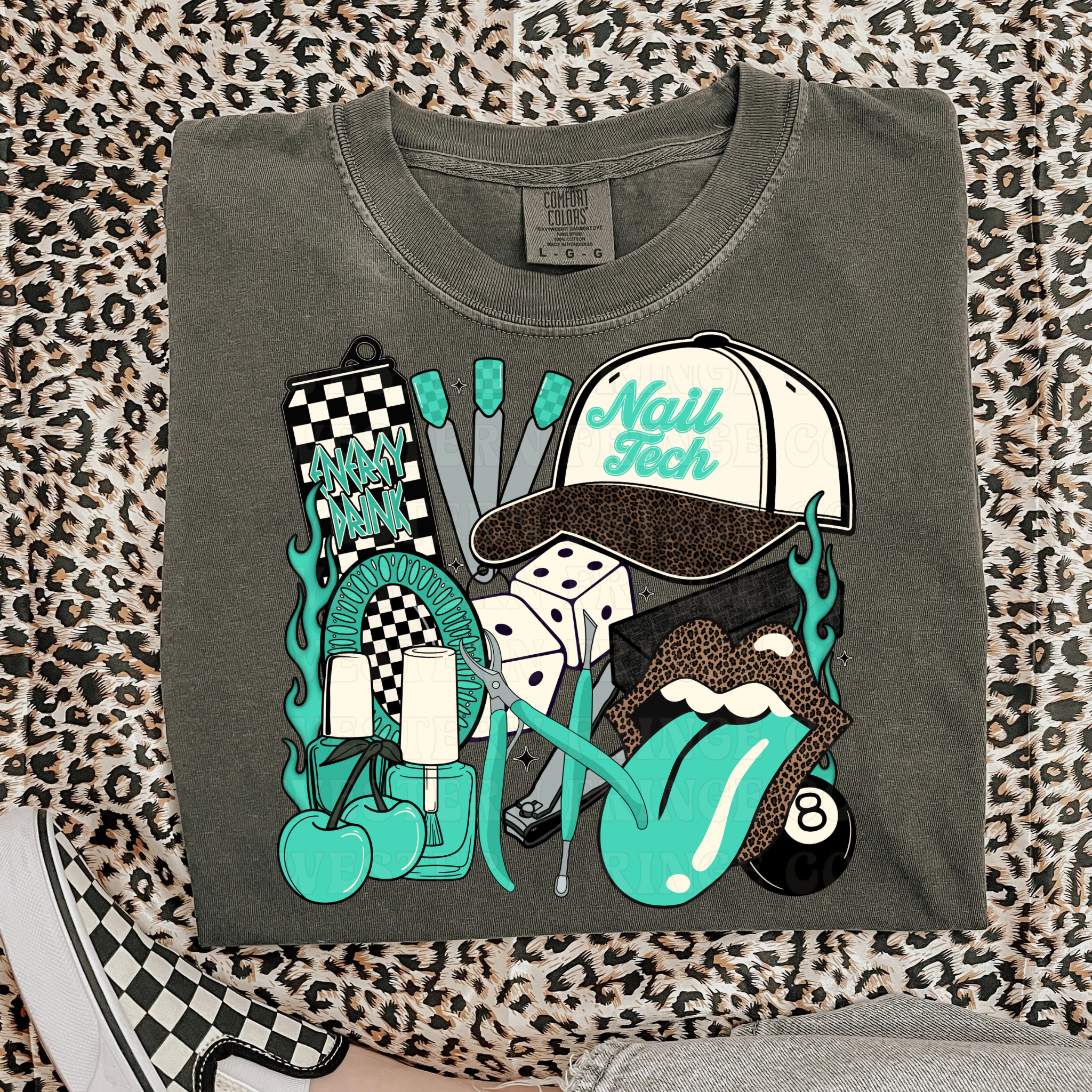 Nail Tech T-Shirt Graphic | Crewneck | Turquoise Version
