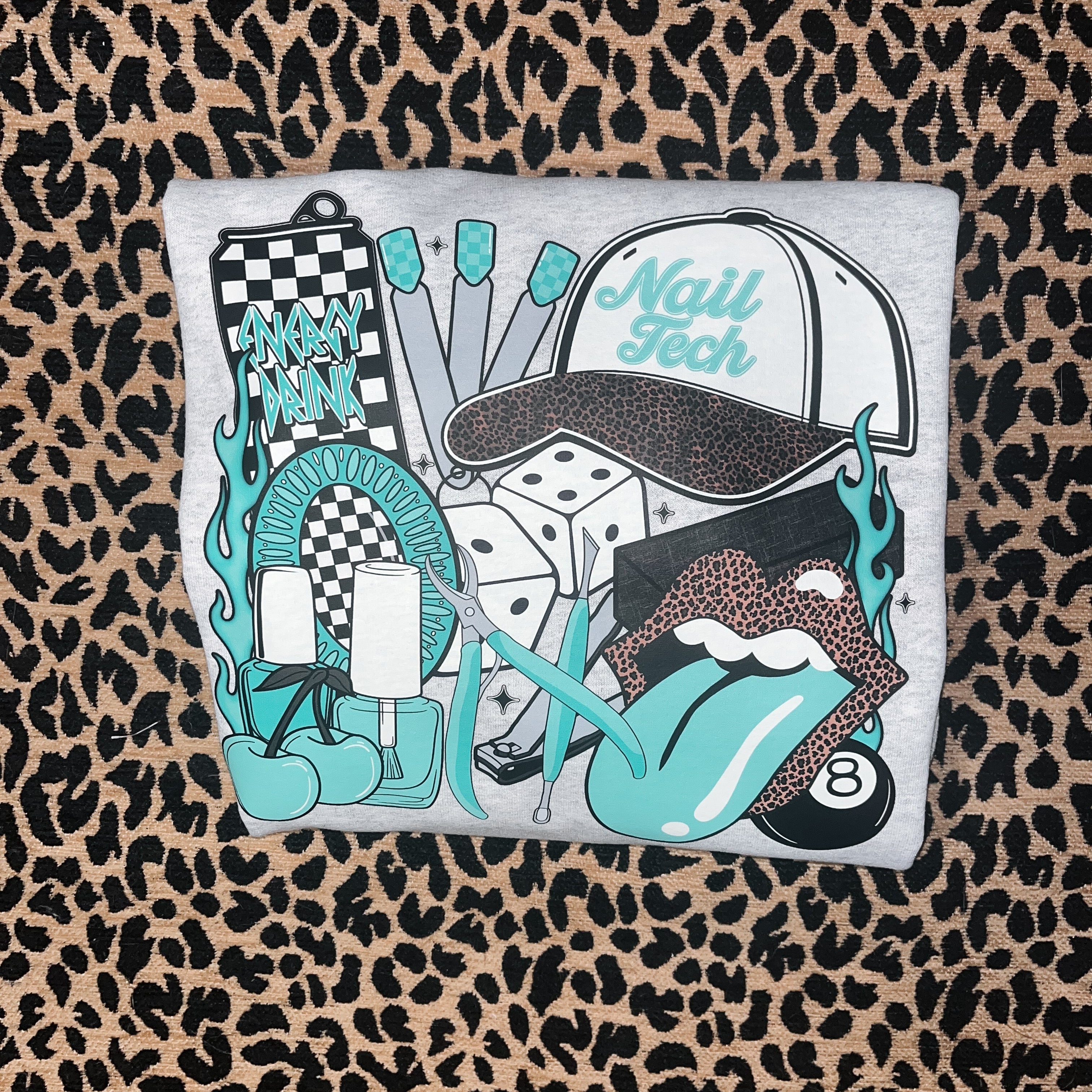 Nail Tech T-Shirt Graphic | Crewneck | Turquoise Version
