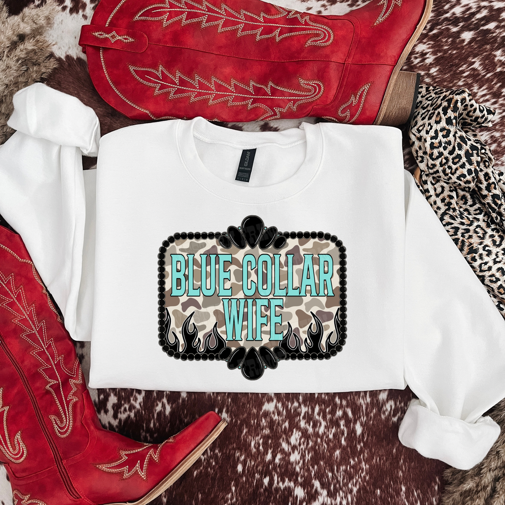 Blue Collar Wife Duck Camo Graphic T-Shirt | Crewneck