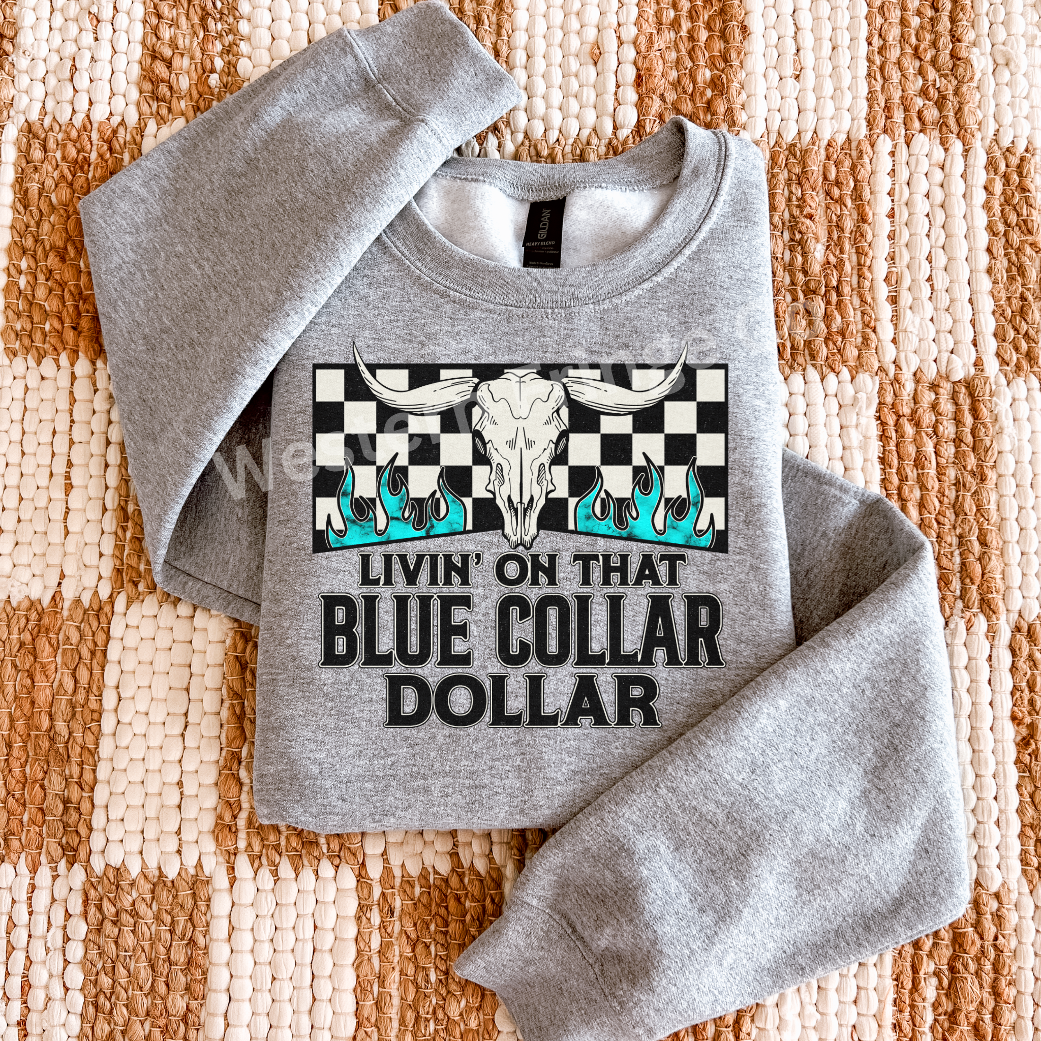 Livin’ On That Blue Collar Dollar Graphic T-Shirt | Crewneck